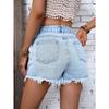 Женские повседневные джинсовые шорты с высокой талией, потертыми краями и дырками