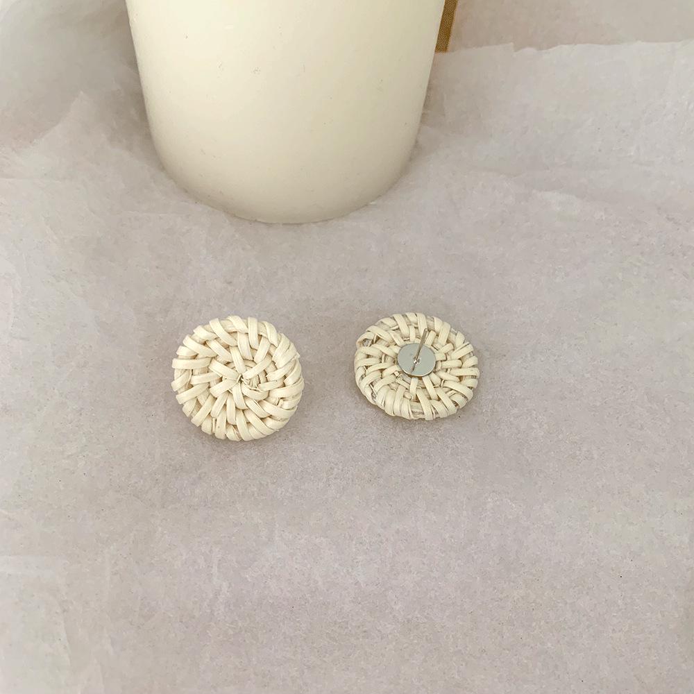 Серьги-подвески из соломы с геометрическим узором из ротанга и бриллиантами для женщин