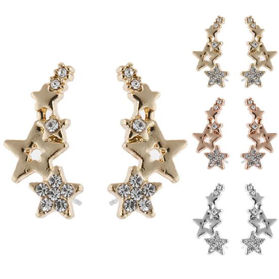 1 пара женских серег-гвоздиков в форме звезды, блестящие долговечные женские серьги со стразами, женские уши