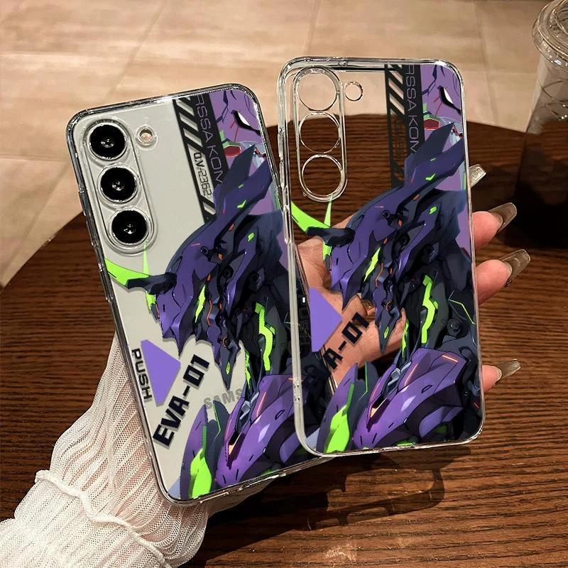 Чехол для телефона Neon Genesis Evangelion EVA-01 Mecha из ТПУ для iPhone 15 14 13 Pro Max и Samsung Galaxy S24 S23 S22 Ultra, Прозрачный противоударный защитный чехол