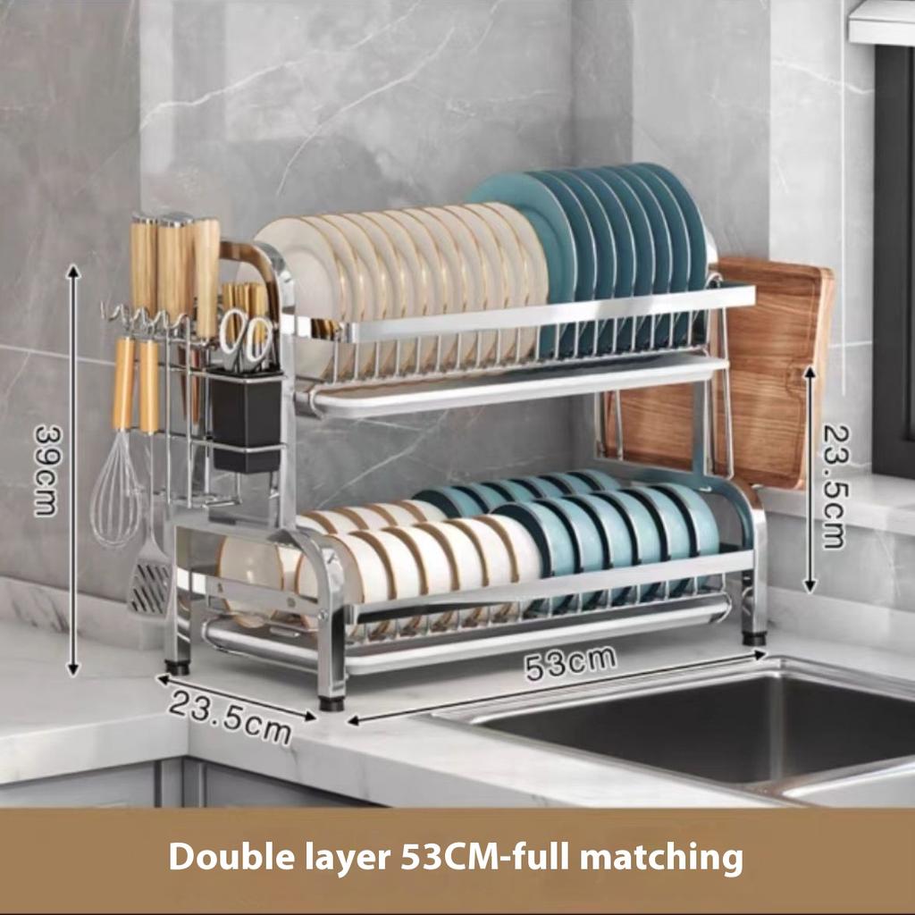 В наличии Кухонная полка для хранения из нержавеющей стали 304 Полка для тарелок и сушки Многофункциональная полка для тарелок Хранение тарелок и палочек для еды