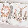 with Leather Strap Watch Bracelet Set Heart Shape Quartz Wristwatch New Watch Jewelry Set  Woman