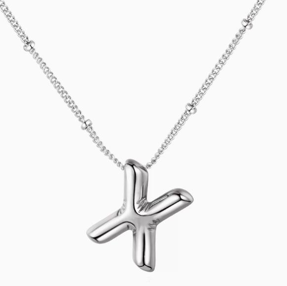 LT-12056 Stainless Steel 18K Gold Balloon Letter Necklace Silver Bubbles 26 English Alphabet Pendants Jewelry