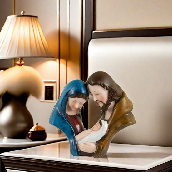 Статуэтка Святого Семейства Рождество Адвент Статуэтка из смолы Иосиф Дева Мария Иисус Рождение Иисуса Скульптура