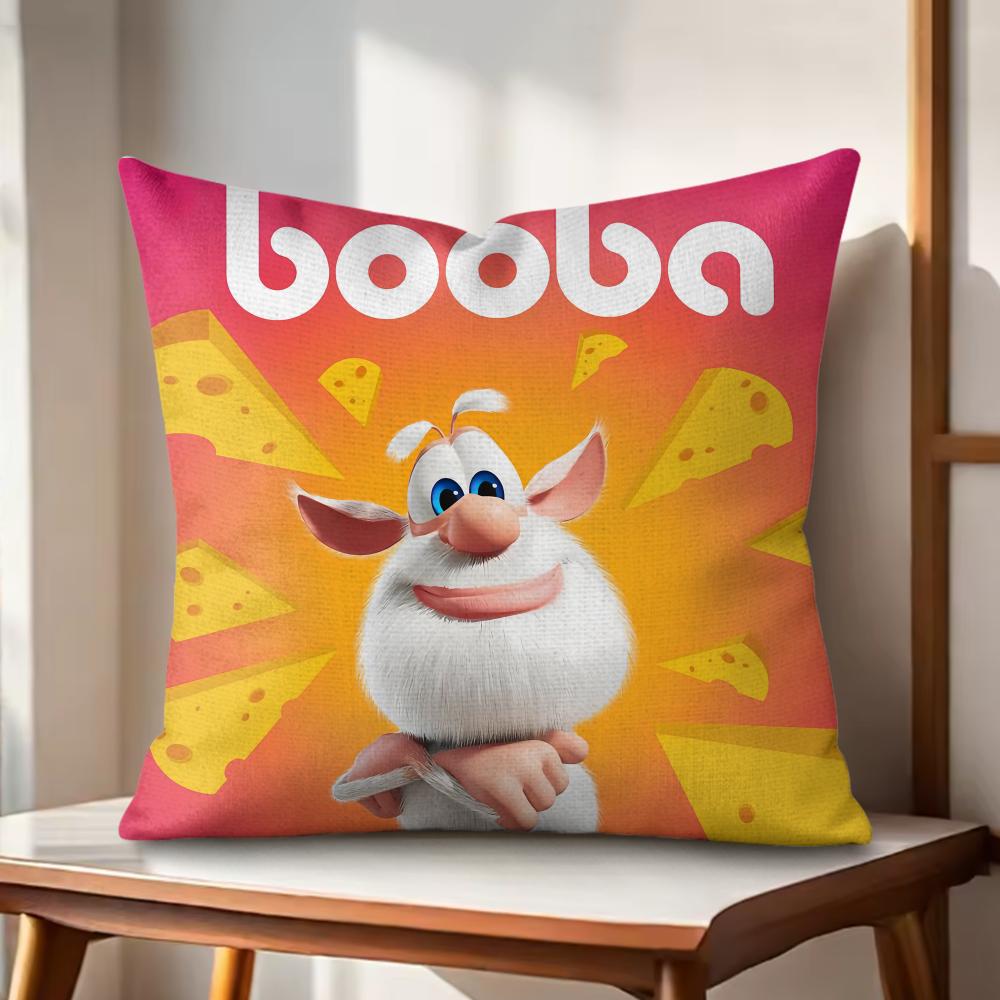 Cute FourbobBooba Cushion Cover Natural Linen Organic Fabric DoubleSided Printing Couch Pillow Covers Home Decor
