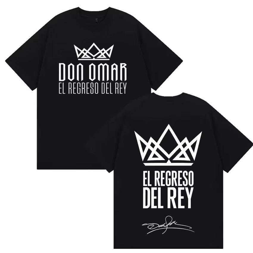 Футболки с принтом рэпера Don Omar The Last King Tour 2026 Мужские Женские Модные Футболки Y2K С коротким рукавом Повседневная Одежда Легкая Дышащая Одежда