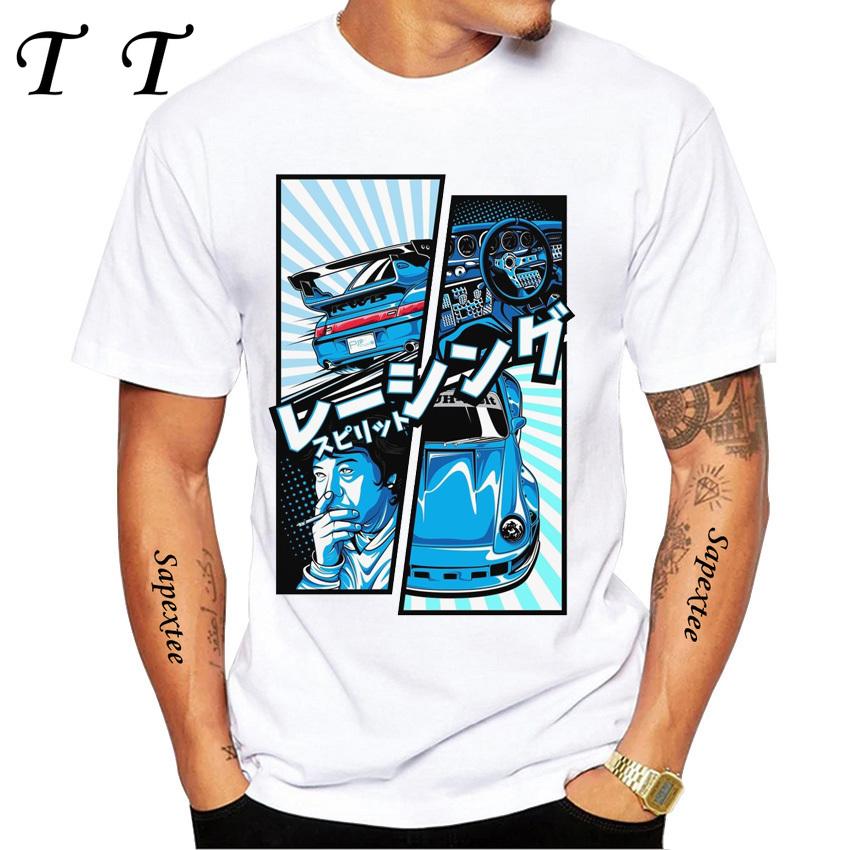 New Summer Men Short Sleeve RWB 997 Manga Style It All Starts With A Dream Car Classic T-Shirt Hip Hop Boy White Casual Tees