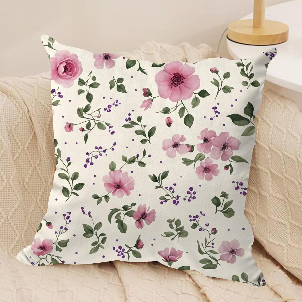 spring floral Cushion Cover Soft Plush Fabric DoubleSided Printed Cushion Covers for All Seasons Modern HomeDecor Gift