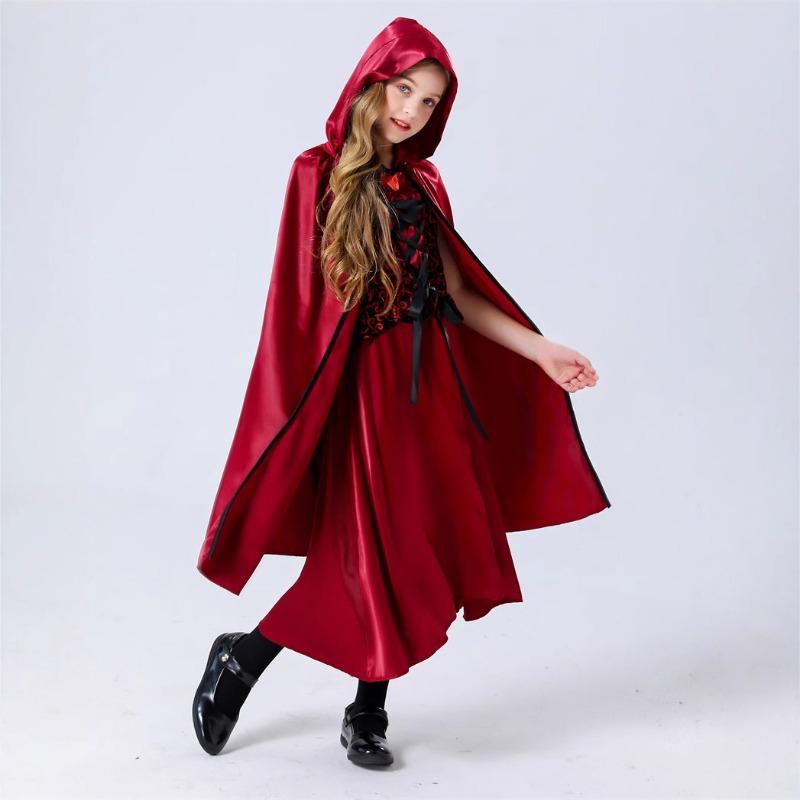 Halloween Little Red Riding Hood Princess Dress 61 Children's Cosplay Masquerade Show Out Costume Girl