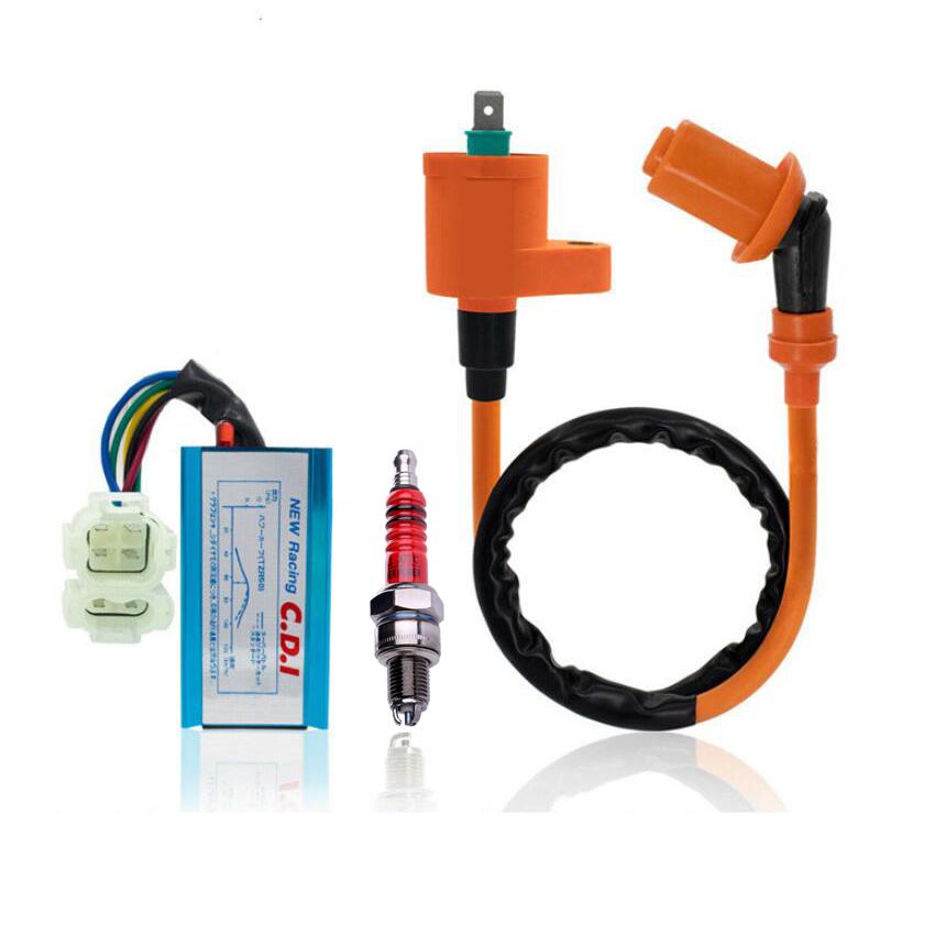 6-контактный гоночный мотоцикл высокопроизводительный CDI коробка катушка зажигания свеча зажигания для Gy6 150cc 125cc 50cc скутер свеча зажигания