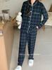 Хлопковый unprinted wind grinding loungewear для пары, осенне-зимний, без бокового шва, пижама-комплект loungewear, цвет красных бобов