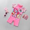 Baby Kids Girl Cartoon Lovely Pink Horse Купальный костюм с шляпой