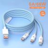 66W Super Fast Charging 3-in-1 Macaron Braided Data Cable Suitable for IP 15 Pro Samsung Type C Fast Charging Cable