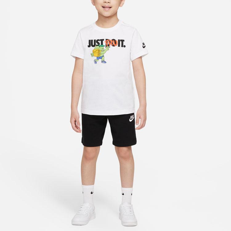 Nike Футболка с коротким рукавом и круглым вырезом с принтом из мультфильма, детские топы, белая DX7623-100