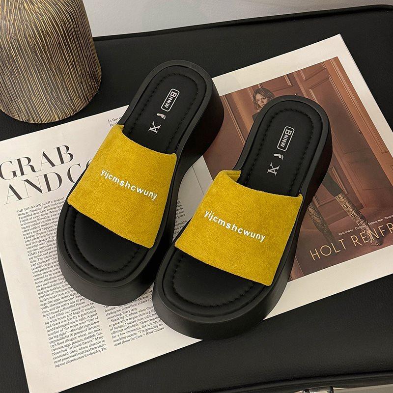 Slippers Women Wear Thick-Soled Roman Sandals In Summer, Annual Sandals Feel Small Fragrant Black