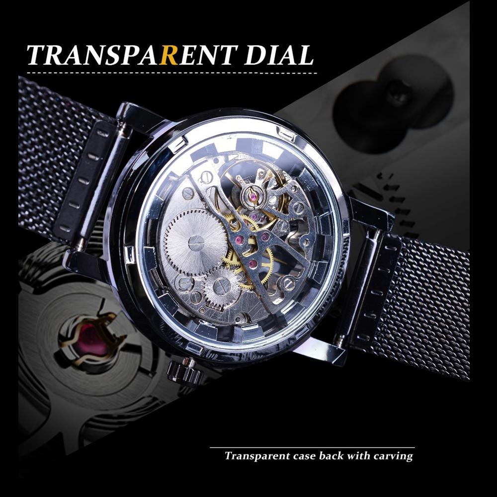 WINNER Лучшие мужские часы, модные повседневные механические часы, ретро-римские скелетонированные мужские часы