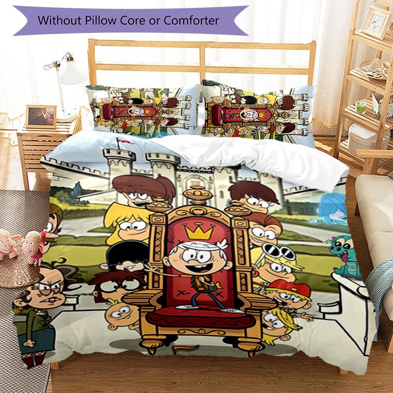 3pcs The Loud House1 pattern bedding set duvet cover set includes duvet cover &pillowcases, perfect all season bedroom decoration & gift