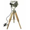 Antique Vintage Handmade Theater Stainless Steel Searchlight Collectible Floor Lamp On Tripod Replica Home Office Decor Spot Light Gift