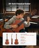 Classical Guitar, 900 mm, Wood Classical Guitar Starter Kit for Beginners, with Nylon Strings, Gig Bag, Strap, Tuner, Extra Strings, Picks, Capo,