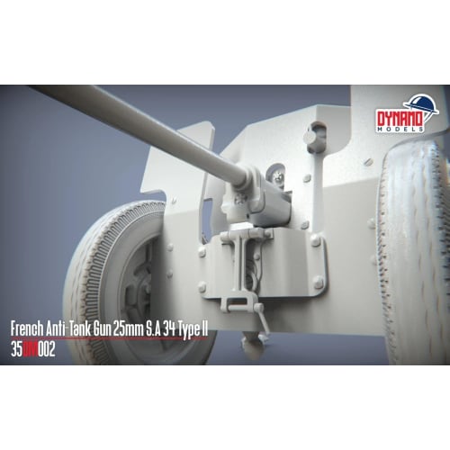 Dynamo Models 1/35 French Hotchkiss 25mm S.A. 34 Type 2 Anti-Tank Gun Premium Edition Plastic Model DYN35DM002P