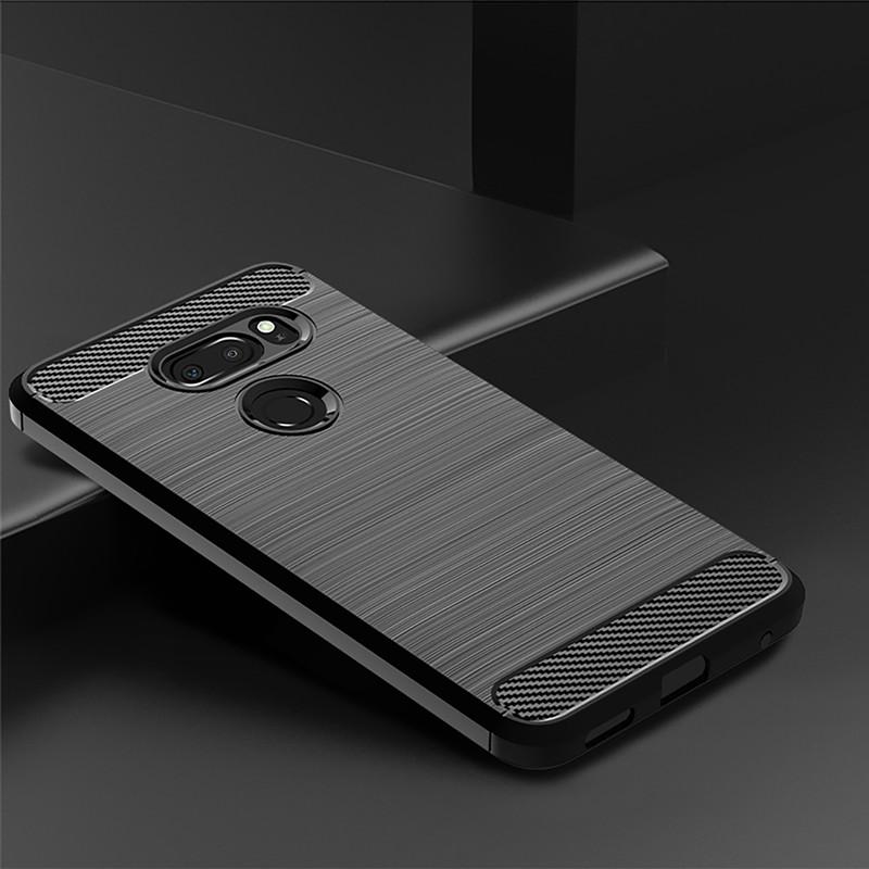 Матовый силиконовый чехол для LG V30 Plus, противоударный мягкий чехол из углеродного волокна для LG V30 +, противоударные матовые чехлы