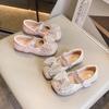 Girls Sequins Princess Shoes with Butterfly-knot Kids Crystal Mary Janes Shoes Fashion Children Flats Performance Shoes