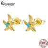 Женские серьги-гвоздики BAMOER из стерлингового серебра 925 пробы с загадочной испанской морской звездой
