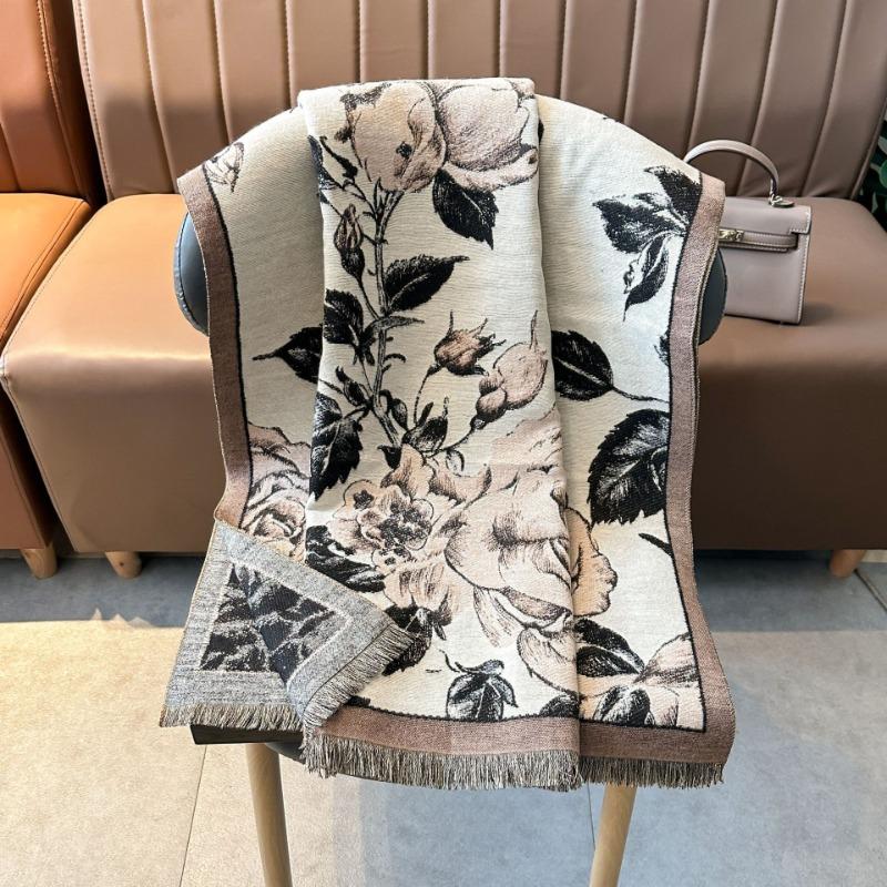 Женский шарф с цветочным принтом, имитация кашемира, ретро, темпераментный, утолщенный теплый шарф, для путешествий, улицы, модная темпераментная шаль