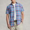 Polo Ralph Lauren SS23 клетчатая оксфордская однобортная рубашка с коротким рукавом мужские рубашки синего цвета MNPOWOV1N820615-999