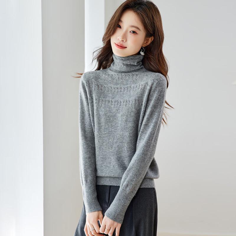 Srcr Women's 100% Cashmere High-Neck Hollow Knit Sweater