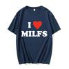 Модные Унисекс Футболки с Принтом I Love MILFS I Heart Hot Moms Мужские Женские Оверсайз Повседневная Футболка Харадзюку Футболка Стритвир