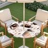 Outdoor Round Table Cover With Umbrella Hole Elastic Hem Waterproof Dustproof Patio Garden Tablecloth Caf Style Decor