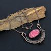 Розовый Тулит Драгоценный Камень Ручной Работы Медь Wie Wrap Ювелирное Ожерелье Для Нее
