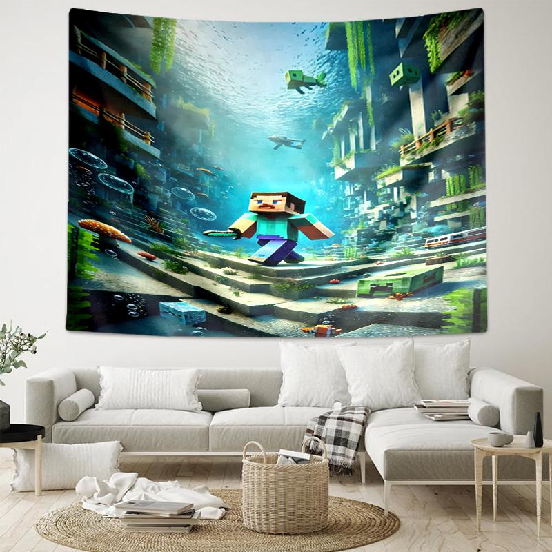 1pc Blocky pixel game Tapestry, Living Room, Bedroom, Office, Party Decor, Ideal Festive Gift