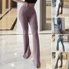 Женские штаны для йоги с высокой талией, расклешенные широкие леггинсы, однотонные спортивные штаны с эластичным поясом, повседневная одежда
