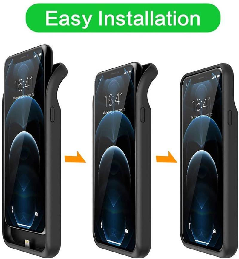 Battery Case for iPhone 12 13 14 Pro Max Xs Max Rechargeable Portable Charging Case for iPhone 11 Xs 6 7 8 Plus Extended Battery Pack Protective Case