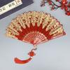 Chinese Style Folding Fan with Tassel Portable Summer Hand Held Fan Dance Performance Photo Props Party Costume Accessories Gift