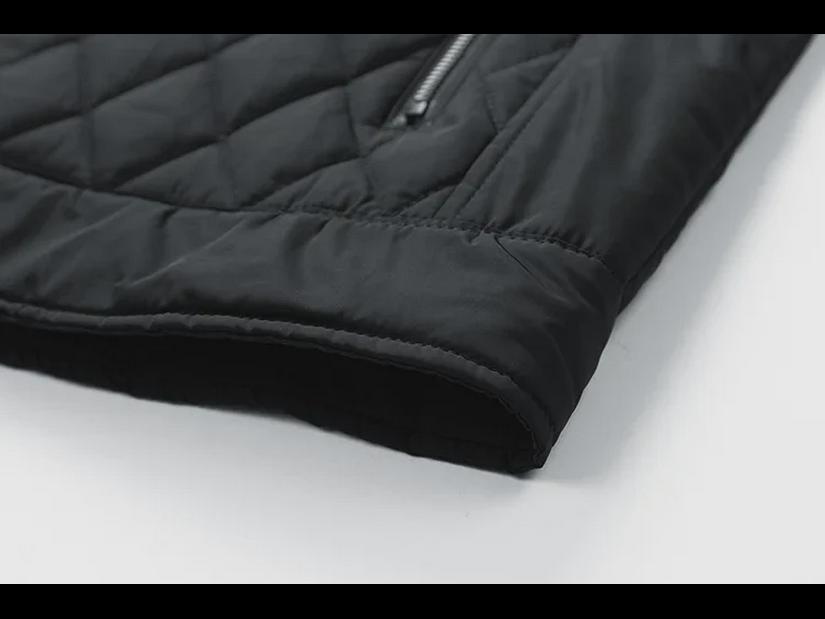 European & American Autumn/Winter Men's Diamond Check Stand Collar Jacket - Large Size, Thin Cotton