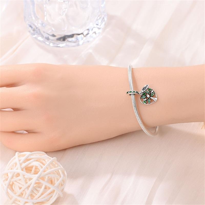 Copper Green Series Family Tree Of Life Lucky Clover Pendant Diy Beads Fit Original Charms Bracelet Women Jewelry