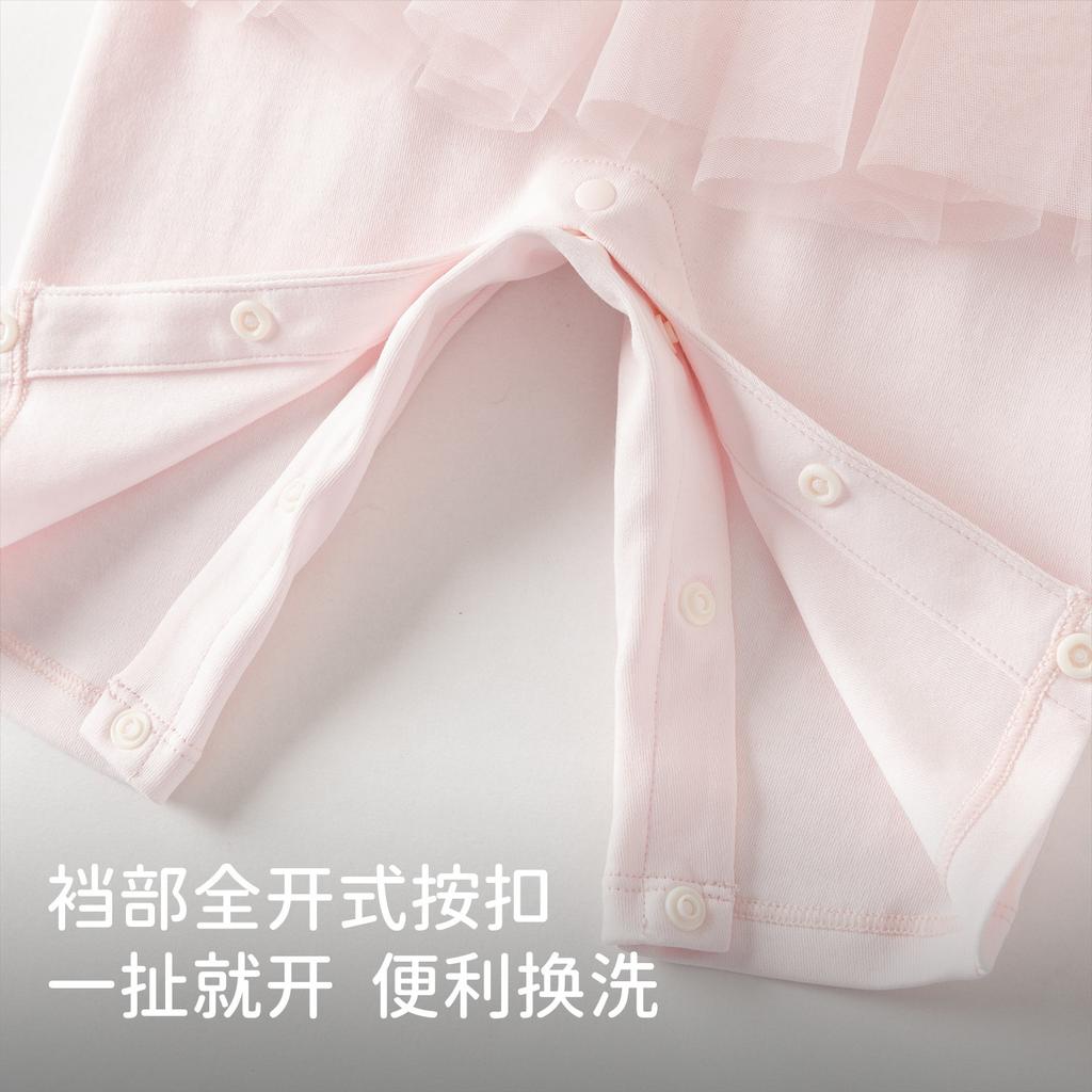 Davidella Baby Girl Knitted Climbing Clothes Spring Clothes New Princess Mesh Jumpsuit Newborn Clothes