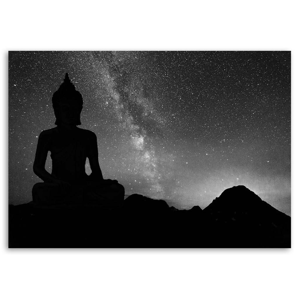 Canvas print, Buddha aurora borealis landscape