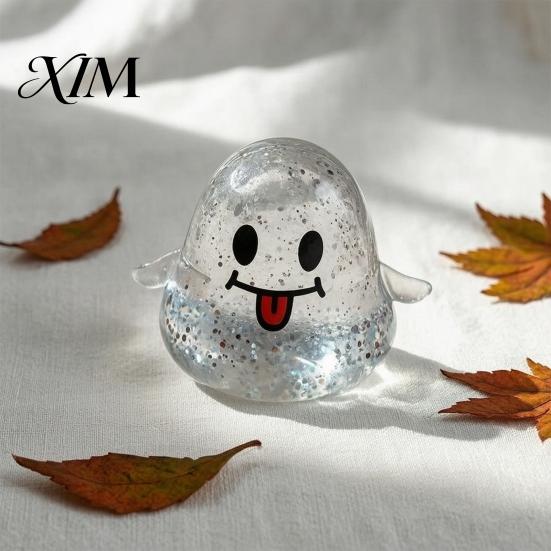 Ghost Squeeze Toy Halloween Spooky Toy, Glitter Stress Relief Anxiety Hand Toys Tongue-out Sensory Fidget for Home Office School Shaped