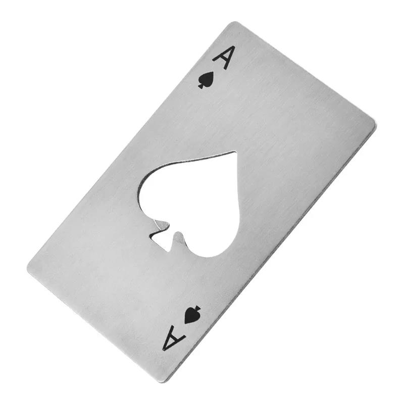 Stainless Steel Credit Card Bottle Opener Ace Of Spades Poker Shape Portable Bar Tool Gift Set Single Or 10 Pack 6