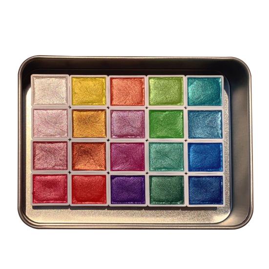 20 цветов, набор сверкающих акварельных красок с высокой прозрачностью и тонким распределением пигмента, набор для акварельной живописи