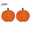 Festive Dining Table Decor Handmade Crochet Pumpkin Coasters, Soft Polyester Coffee Mats, Farmhouse Settings Autumn Themed Accessories for Kitchen