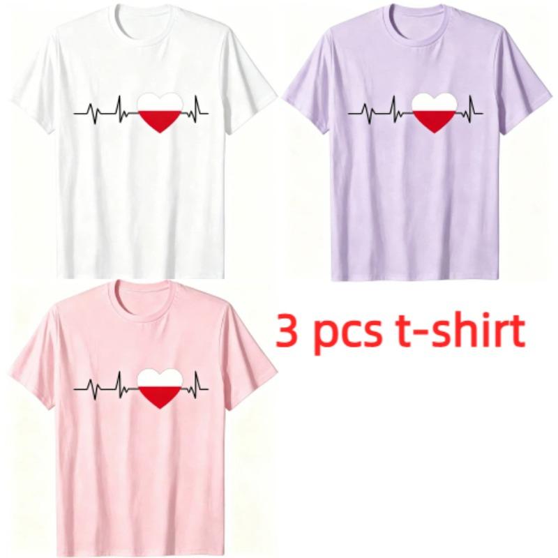 Fun I Love Poland Pattern Print Kids T-shirt Summer Girls Boys Casual Fashion Tops Kids O-Neck Short Sleeve T-shirt Clothing