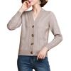Women Knitted Cardigan Spring Autumn V Neck Button Closure Long Sleeves Solid Color Middle Age Ladies Coat Top Streetwear