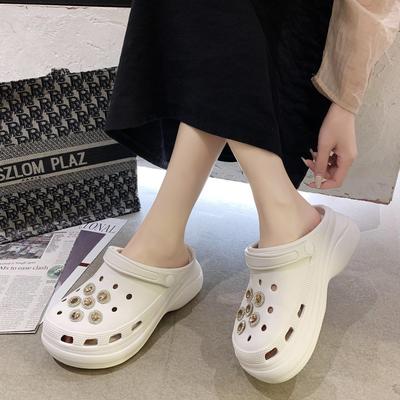 Сандалии женские летние ПВХ женские туфли на платформе для сада увеличение уличные сандалии пляжные тапочки сандалии на танкетке с кристалламиge3