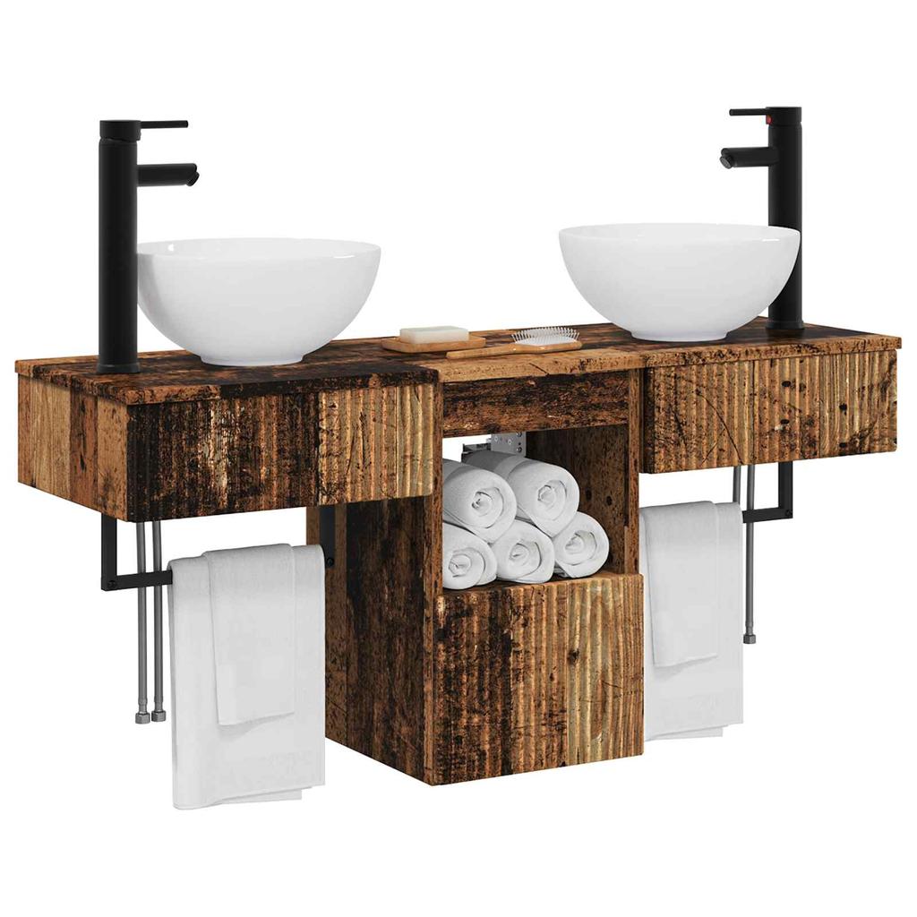 Bathroom Furniture Set 3 pcs Reclaimed Wood Engineered Wood