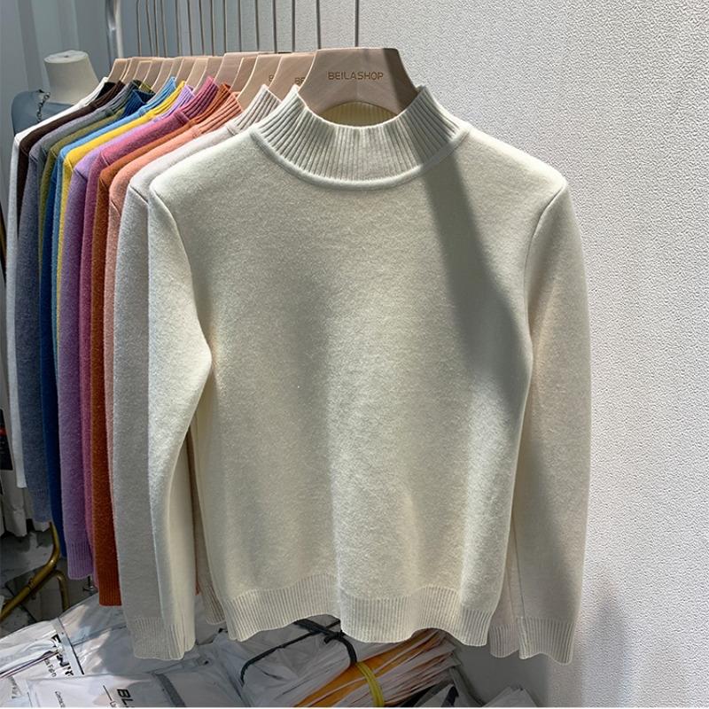 Свитер-пуловер из бархата с полувысоким воротом для женщин, осенне-зимний, толстый, плюшевый, теплый, вязаный, женский, винтажный, облегающий, повседневный, вязаный джемпер 25271